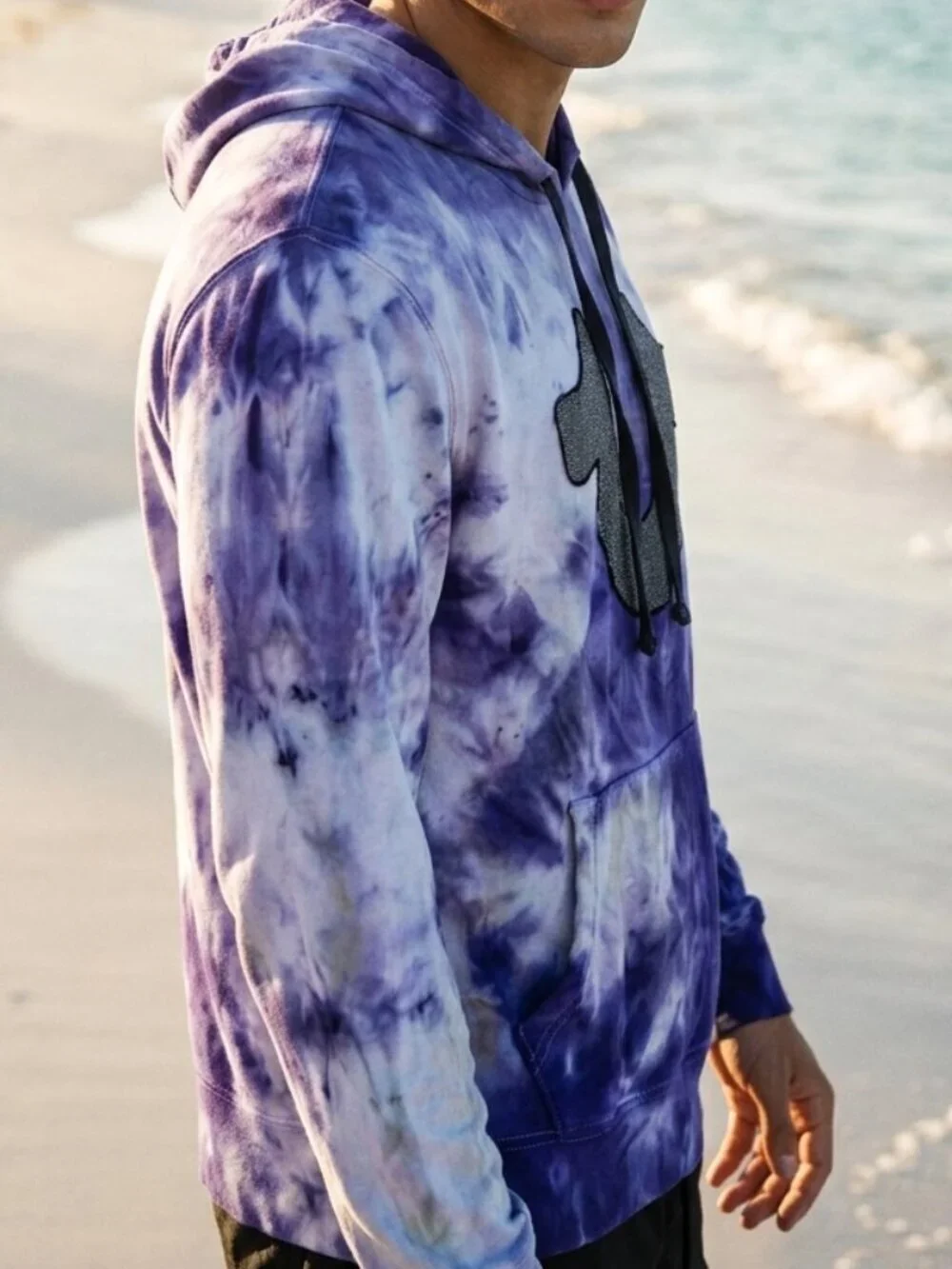 True Religion Tie Dye Hoodie Pullover Sweatshirt Blue Size Medium Unisex Dyed